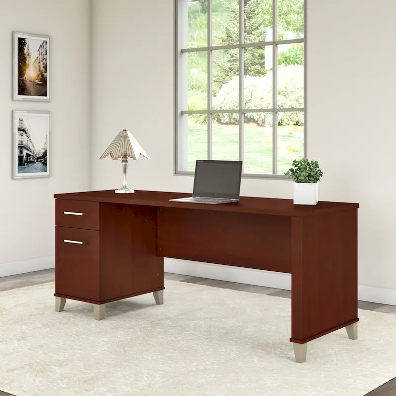 Bureau de direction bicolore de 183 cm avec tiroirs, 1 place