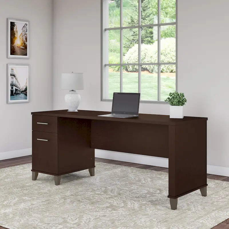 Bureau de direction bicolore de 183 cm avec tiroirs, 1 place