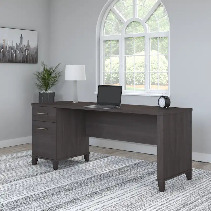 Bureau de direction bicolore de 183 cm avec tiroirs, 1 place