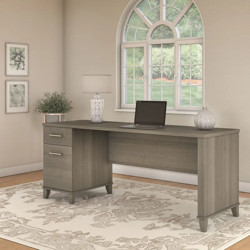Bureau de direction bicolore de 183 cm avec tiroirs, 1 place