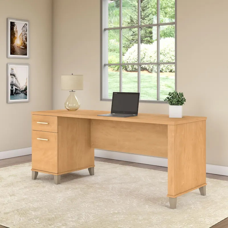 Bureau de direction bicolore de 183 cm avec tiroirs, 1 place
