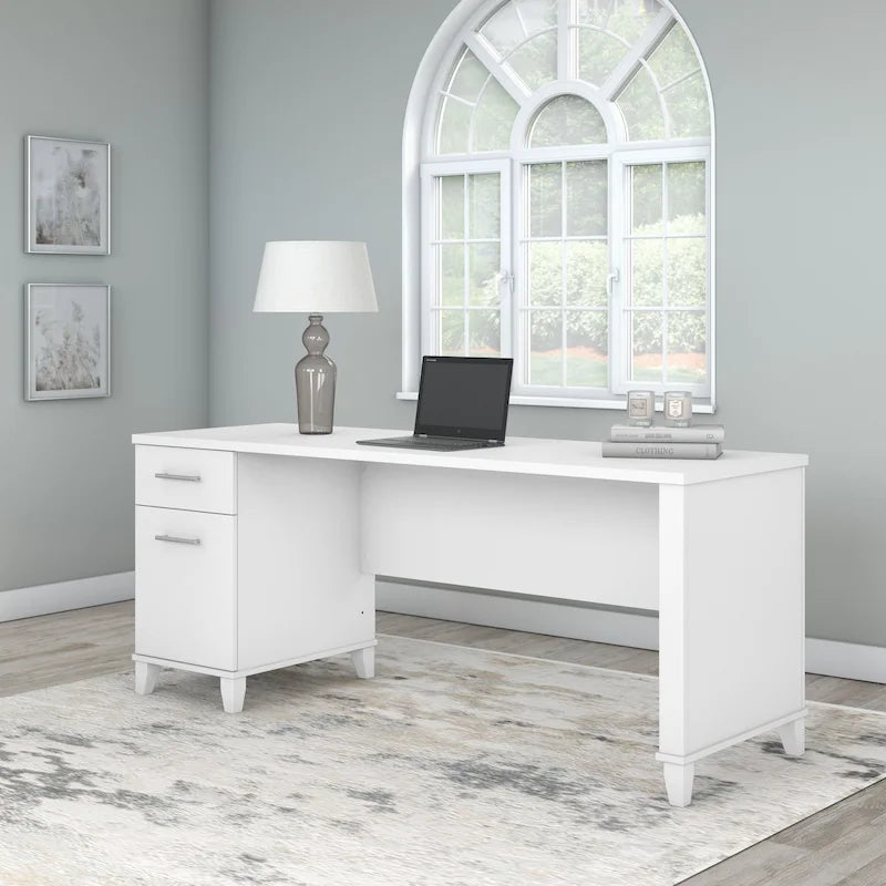 Bureau de direction bicolore de 183 cm avec tiroirs, 1 place