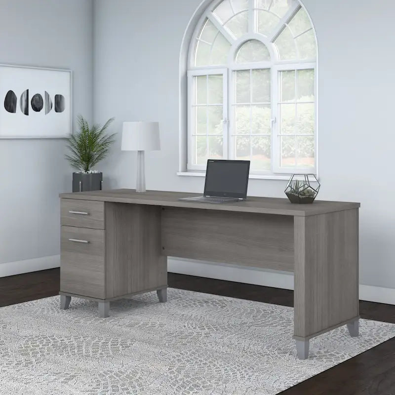 Bureau de direction bicolore de 183 cm avec tiroirs, 1 place