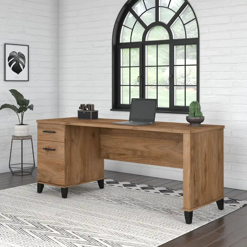 Bureau de direction bicolore de 183 cm avec tiroirs, 1 place