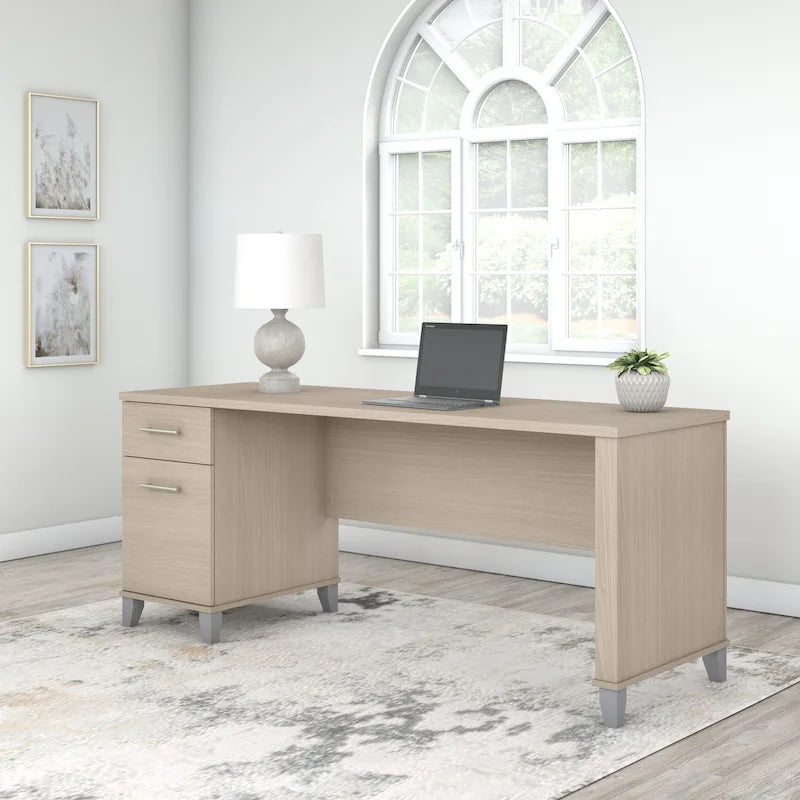 Bureau de direction bicolore de 183 cm avec tiroirs, 1 place