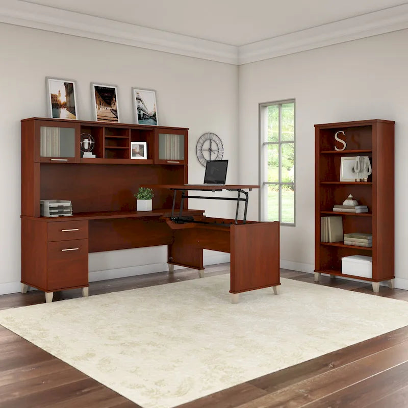Bureau de direction bicolore de 183 cm avec tiroirs, 1 place