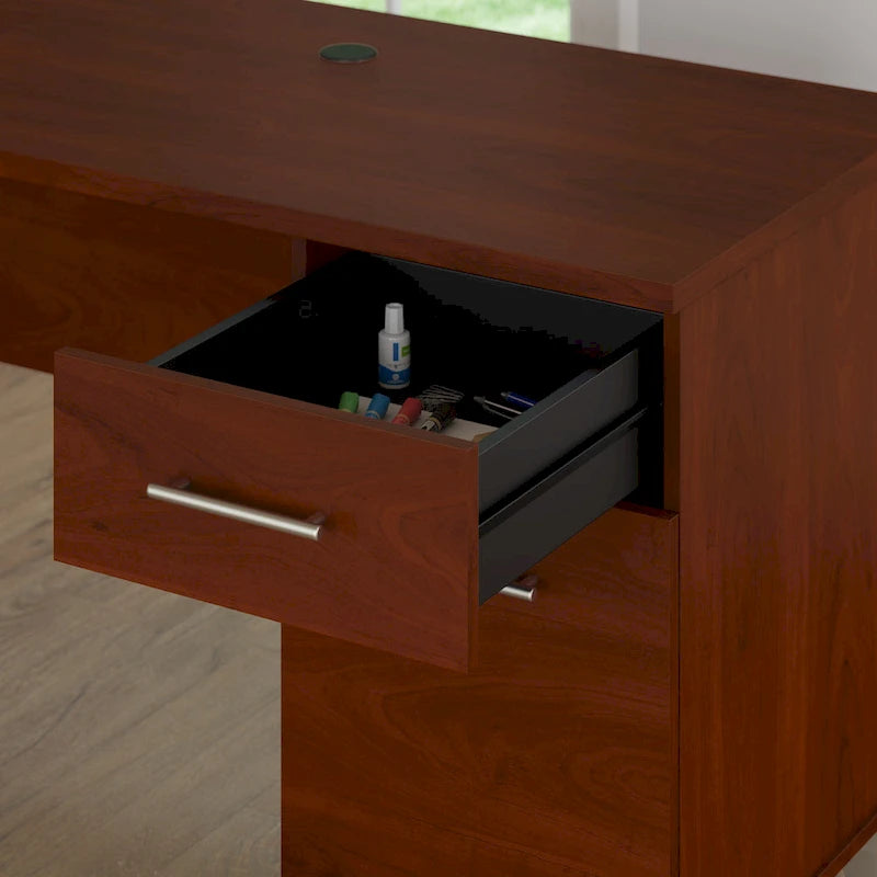 Bureau de direction bicolore de 183 cm avec tiroirs, 1 place