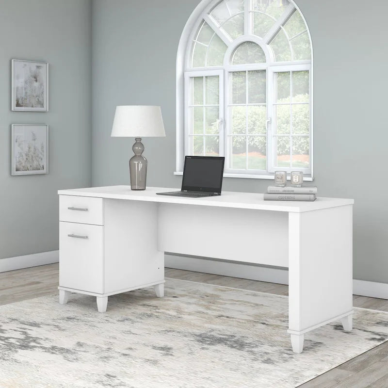 Bureau de direction bicolore de 183 cm avec tiroirs, 1 place