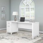 Bureau de direction bicolore de 183 cm avec tiroirs, 1 place