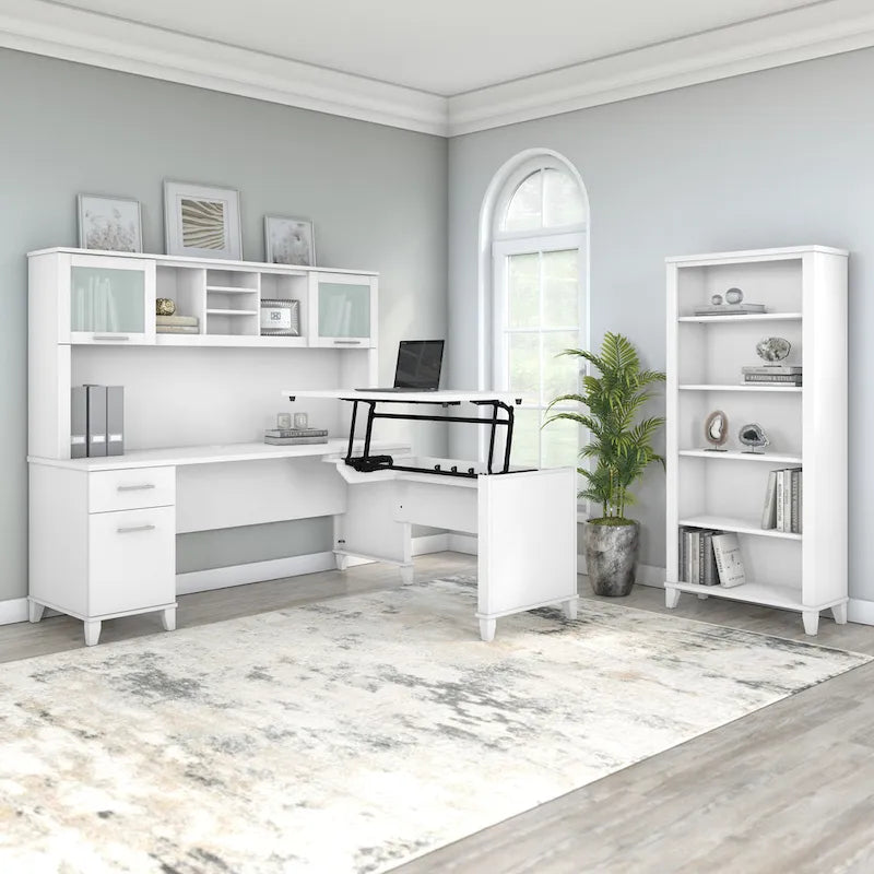 Bureau de direction bicolore de 183 cm avec tiroirs, 1 place
