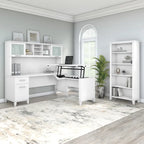 Bureau de direction bicolore de 183 cm avec tiroirs, 1 place