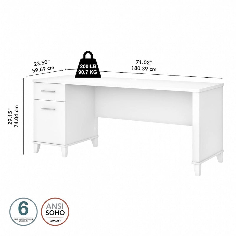 Bureau de direction bicolore de 183 cm avec tiroirs, 1 place
