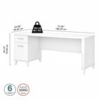 Bureau de direction bicolore de 183 cm avec tiroirs, 1 place