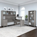 Bureau de direction bicolore de 183 cm avec tiroirs, 1 place