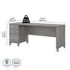 Bureau de direction bicolore de 183 cm avec tiroirs, 1 place