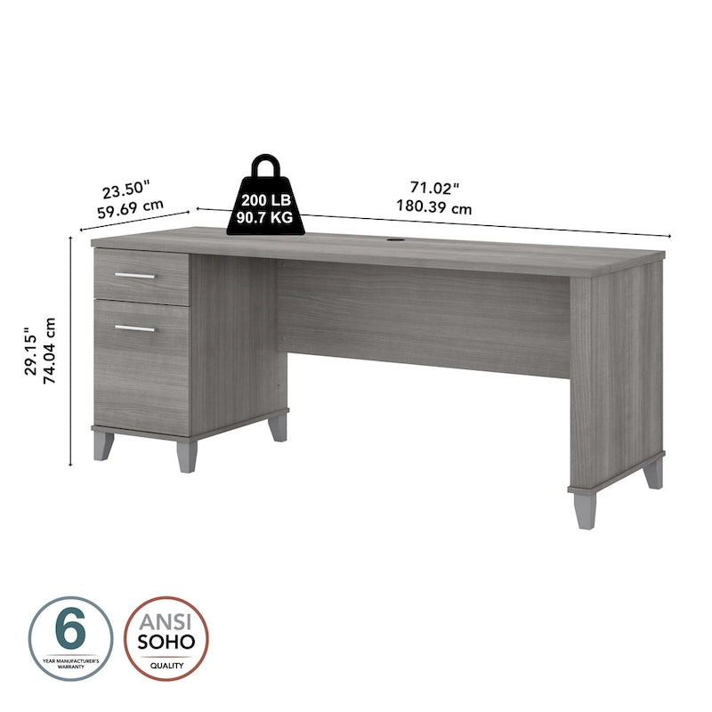 Bureau de direction bicolore de 183 cm avec tiroirs, 1 place
