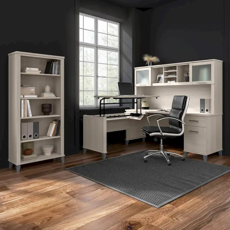 Bureau de direction bicolore de 183 cm avec tiroirs, 1 place