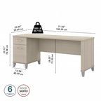 Bureau de direction bicolore de 183 cm avec tiroirs, 1 place