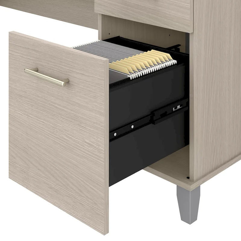 Bureau de direction bicolore de 183 cm avec tiroirs, 1 place