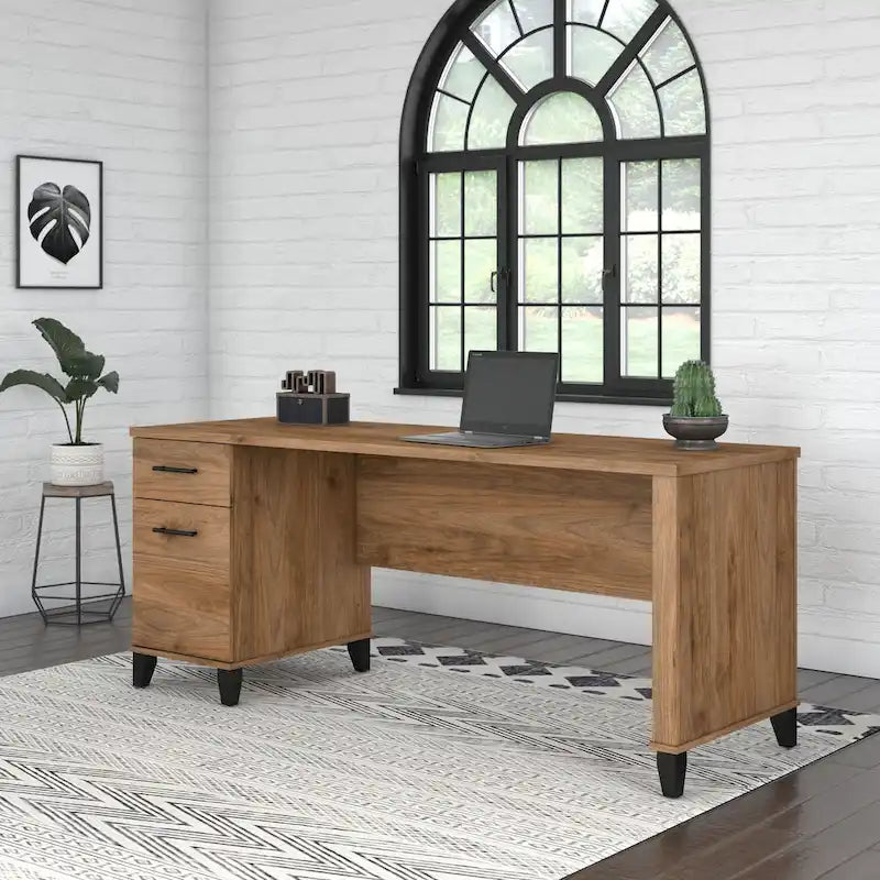 Bureau de direction bicolore de 183 cm avec tiroirs, 1 place