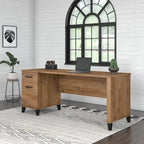 Bureau de direction bicolore de 183 cm avec tiroirs, 1 place