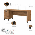 Bureau de direction bicolore de 183 cm avec tiroirs, 1 place