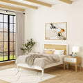 Lit plateforme grand format blanc/naturel avec tête de lit basse, 1 personne
