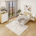 Lit plateforme grand format blanc/naturel avec tête de lit basse, 1 personne
