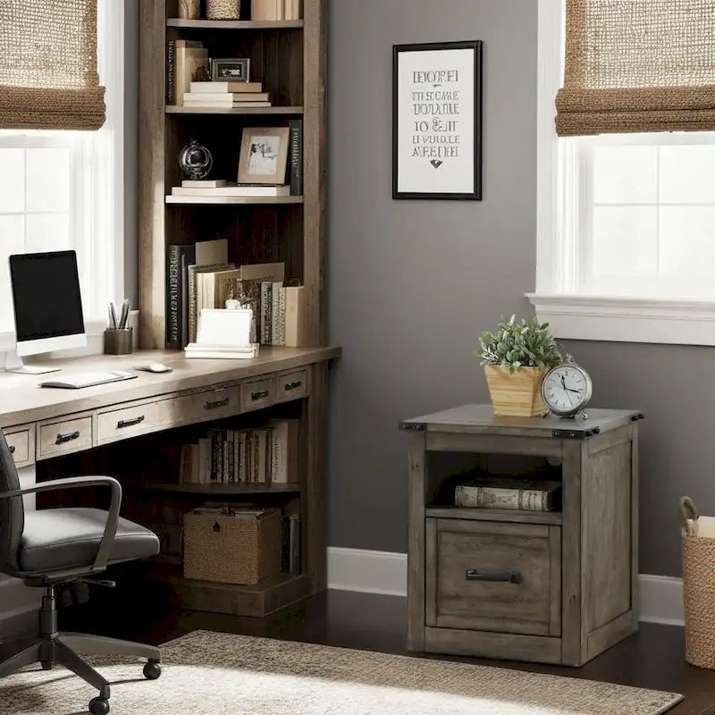 Bridgevine Home Storehouse One Drawer File, Smoked Grey Finish