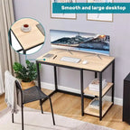 Bureau de travail à 2 niveaux pour 1 personne, 5 couleurs, 102 cm