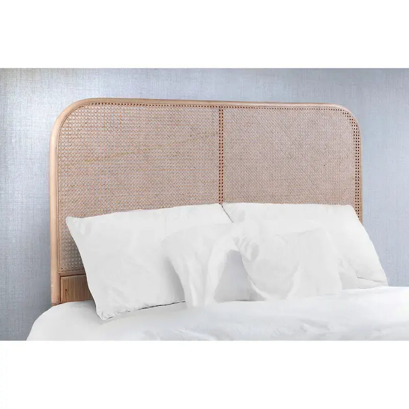 Tête de lit en canne naturelle et teck, marron, style tressé, Queen/King