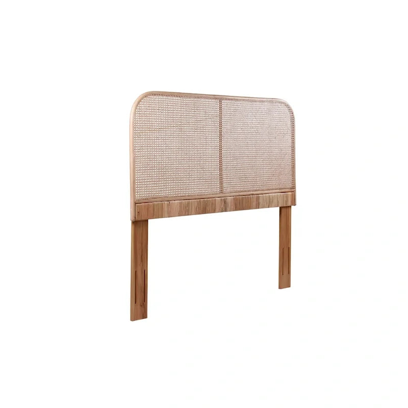 Tête de lit en canne naturelle et teck, marron, style tressé, Queen/King