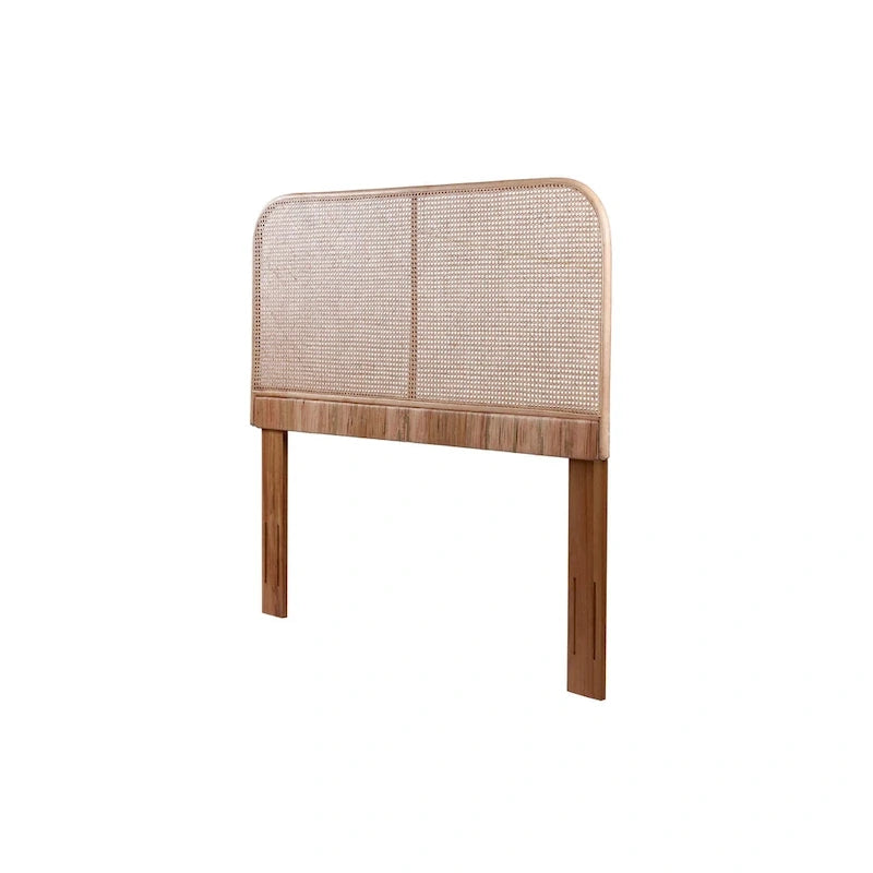 Tête de lit en canne naturelle et teck, marron, style tressé, Queen/King