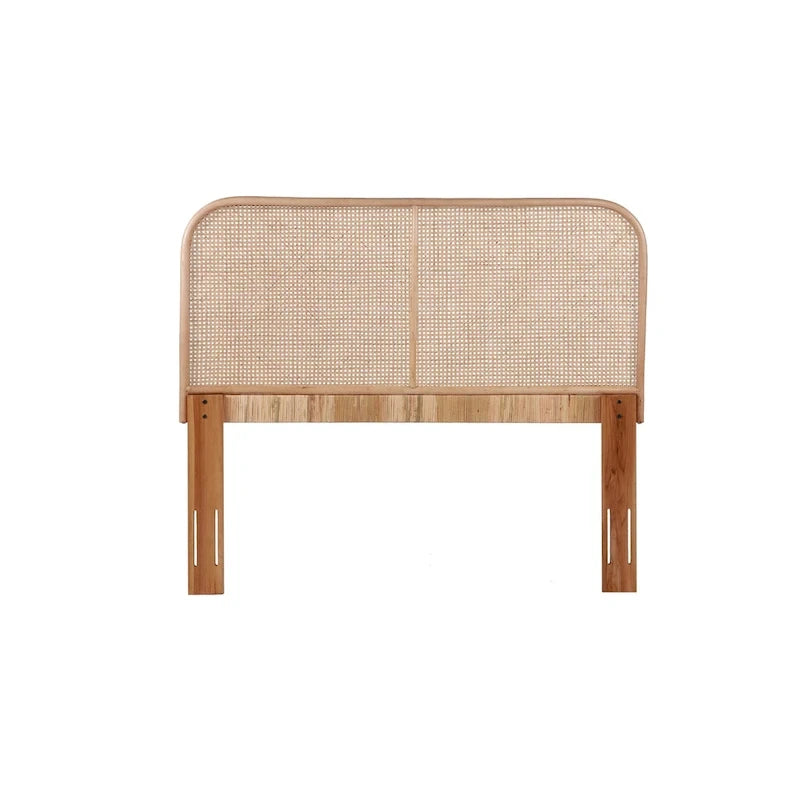Tête de lit en canne naturelle et teck, marron, style tressé, Queen/King