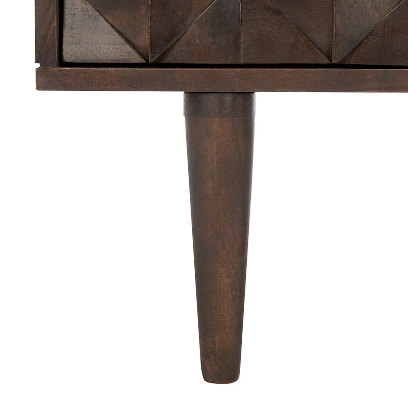 Commode à 3 tiroirs en noyer – Style sculpté géométrique