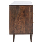 Commode à 3 tiroirs en noyer – Style sculpté géométrique