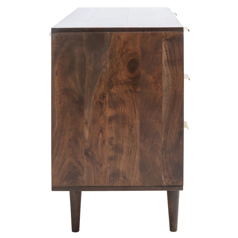 Commode à 3 tiroirs en noyer – Style sculpté géométrique