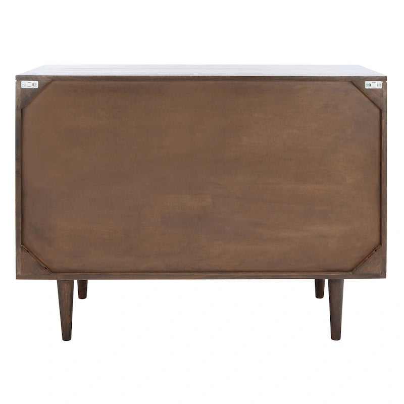 Commode à 3 tiroirs en noyer – Style sculpté géométrique