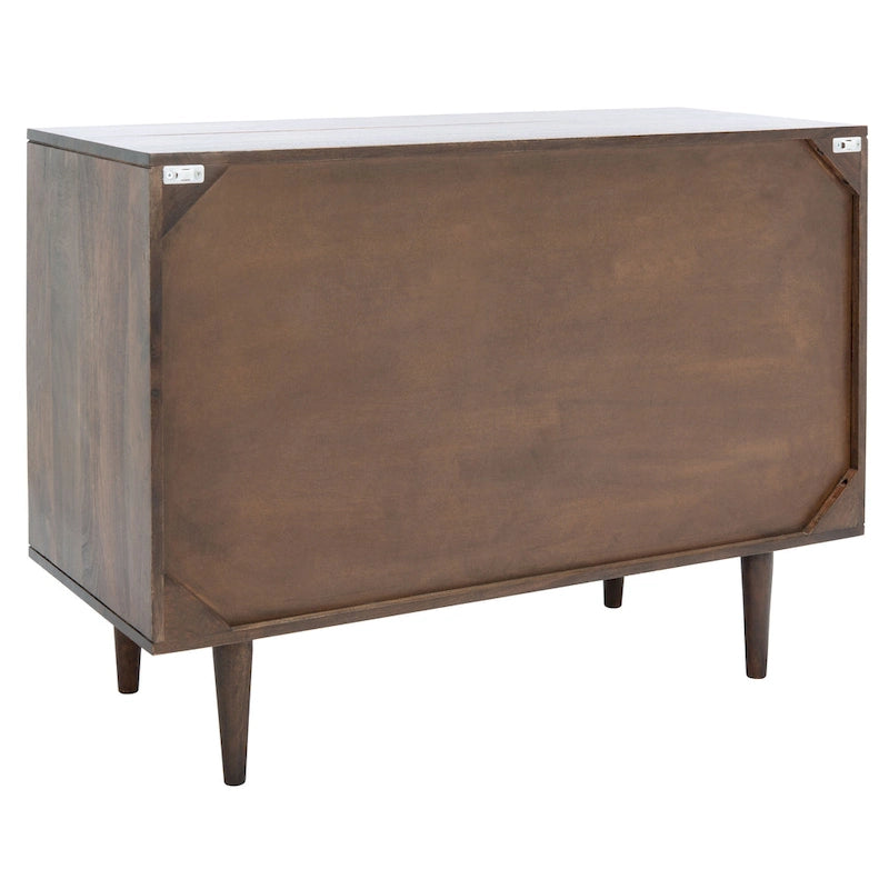 Commode à 3 tiroirs en noyer – Style sculpté géométrique