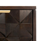 Commode à 3 tiroirs en noyer – Style sculpté géométrique