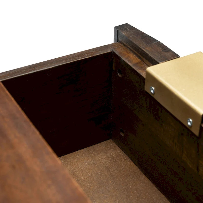 Commode à 3 tiroirs en noyer – Style sculpté géométrique