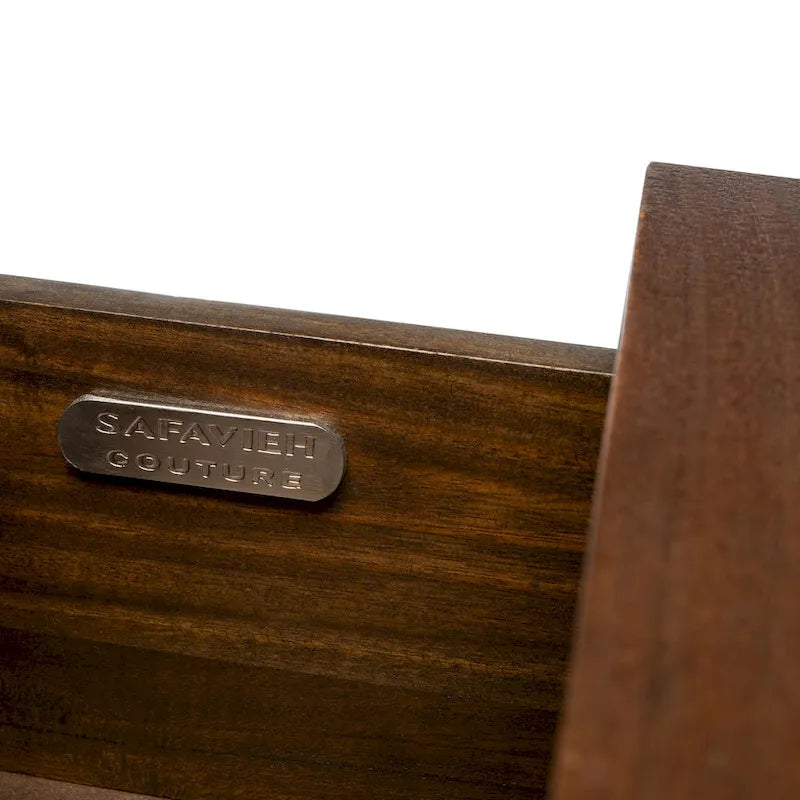 Commode à 3 tiroirs en noyer – Style sculpté géométrique