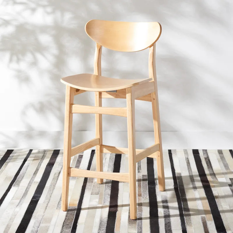 Tabouret de comptoir, style Mid-century, 1 place – Noyer / Naturel / Noir / Blanc