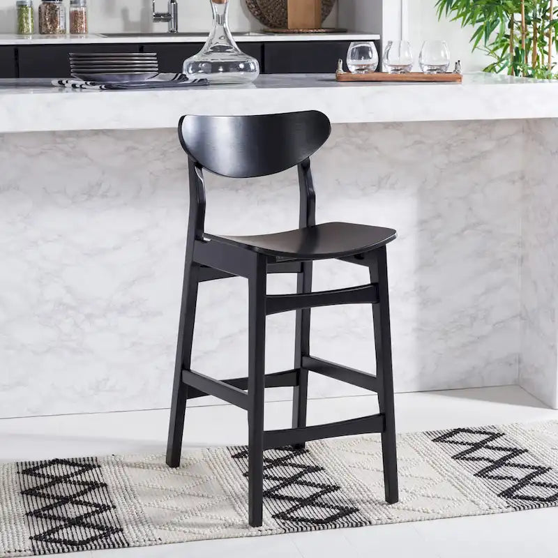 Tabouret de comptoir, style Mid-century, 1 place – Noyer / Naturel / Noir / Blanc