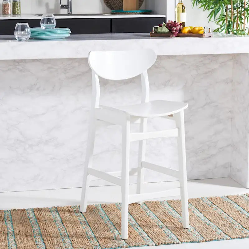 Tabouret de comptoir, style Mid-century, 1 place – Noyer / Naturel / Noir / Blanc