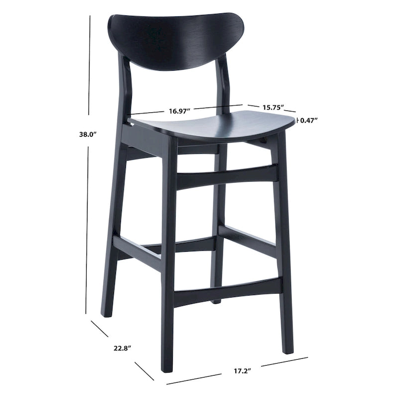 Tabouret de comptoir, style Mid-century, 1 place – Noyer / Naturel / Noir / Blanc