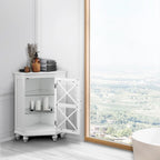 Meuble d'angle bas blanc brillant avec porte vitrée, simple