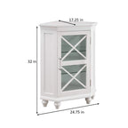 Meuble d'angle bas blanc brillant avec porte vitrée, simple