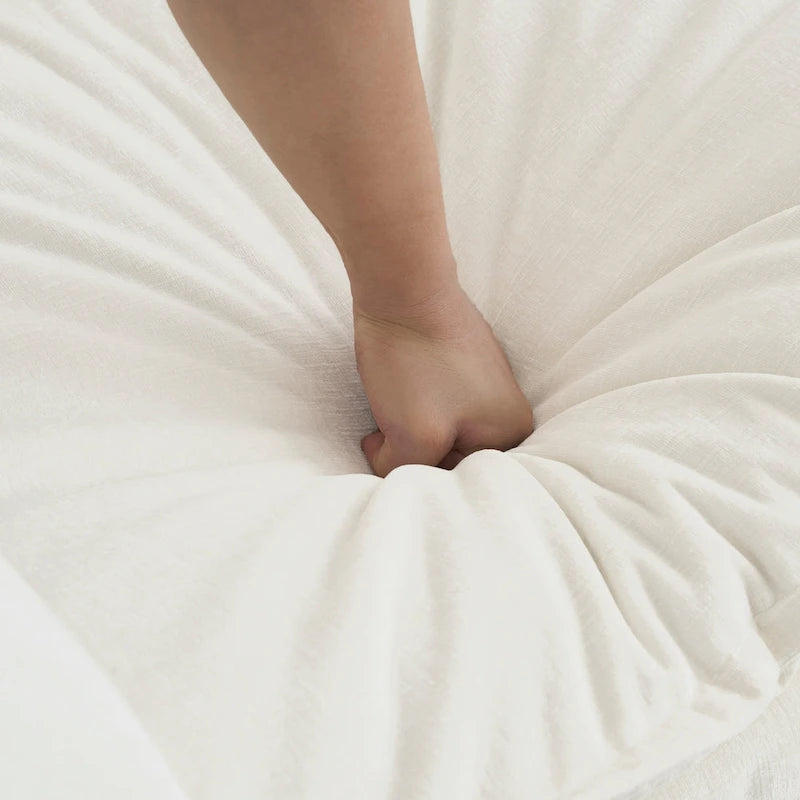 Fauteuil d'appoint en chenille blanche avec pouf, fauteuil modulaire 1 place pour salon et chambre à coucher
