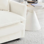 Fauteuil d'appoint en chenille blanche avec pouf, fauteuil modulaire 1 place pour salon et chambre à coucher